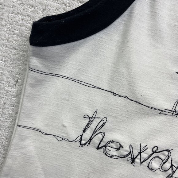 Desigual Sleeveless Tank Dress Size S White Black Checkboard Script Graphic Love - Picture 6 of 14